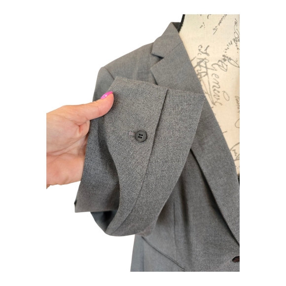 H&M Gray Single Breasted Button Blazer Suit Jacket L - Picture 3 of 7